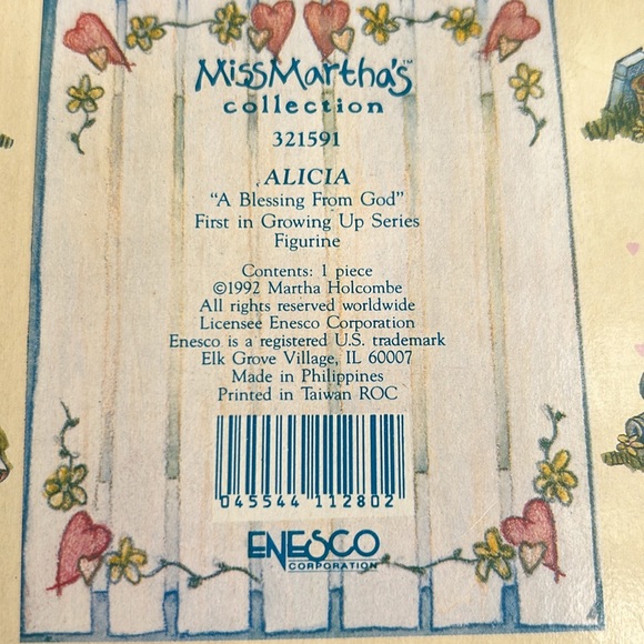 NWT 1992 ENESCO Miss Martha’s Collection ALICIA “A Blessing From God” 321591. - Picture 11 of 11